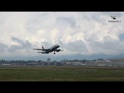 ブルニク空港を離陸するブリティッシュ・エアウェイズのエアバスA319便