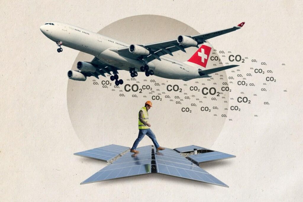 頻繁に飛行機に乗ると、チューリヒ住民が得た自宅の緑の利益がなくなる