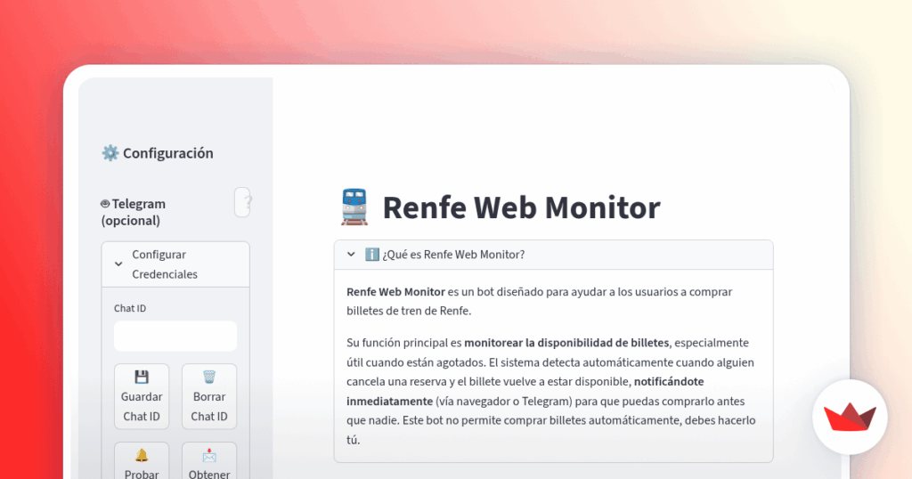 Renfebot、列車が出発したときに通知を受け取る