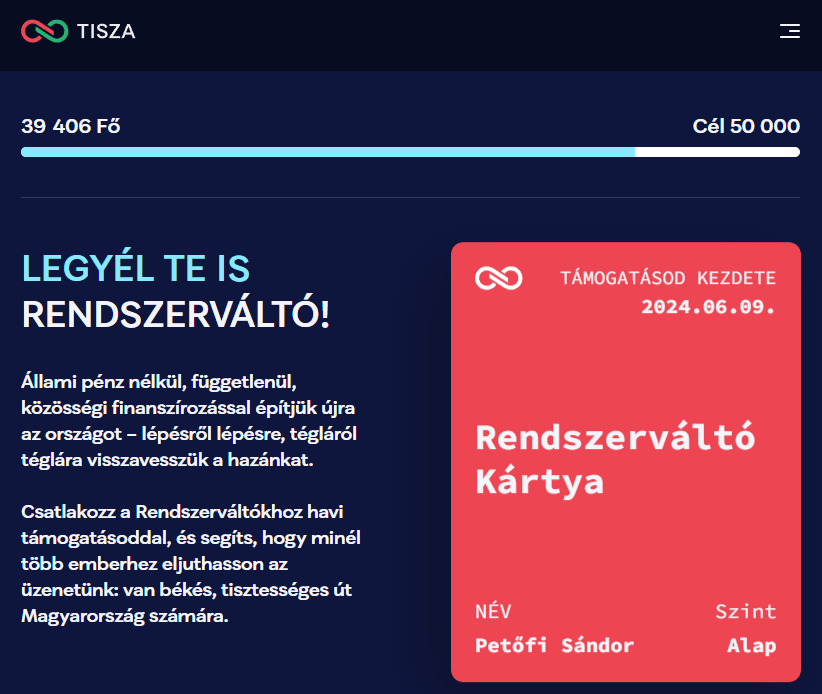 来週、TISZA システム スイッチング カード サポート システムのアクティブ メンバーは 40,000 人になる可能性があります