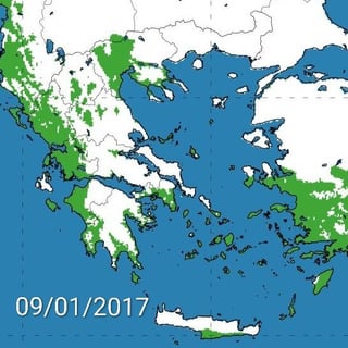近年発生した4回の大きな悪天候の際のギリシャの積雪