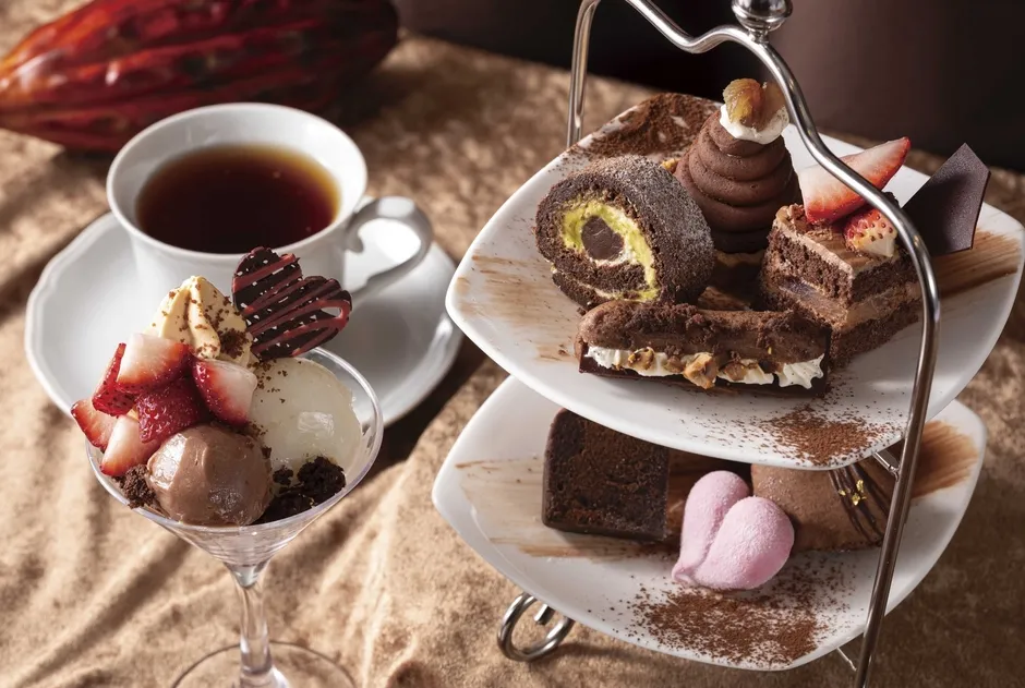 チョコレートをテーマにしたアフタヌーンティーの画像