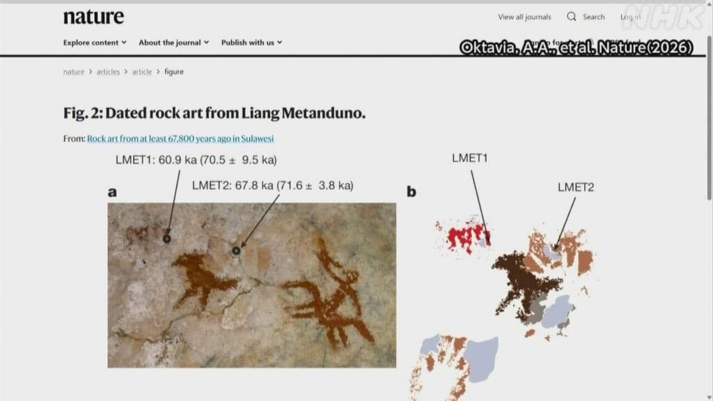 インドネシア 洞窟で発見の壁画 “世界最古か” 研究グループ