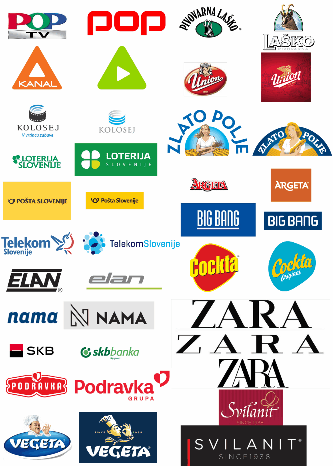 多かれ少なかれスロベニア企業の古いロゴと新しいロゴを集めました。これらの変化についてどう思いますか?