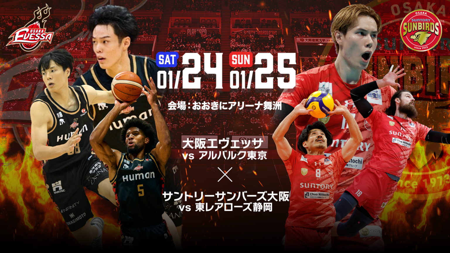 【1/24・25 A東京戦】サントリーサンバーズ大阪との同日開催に関するご案内 | 大阪エヴェッサ