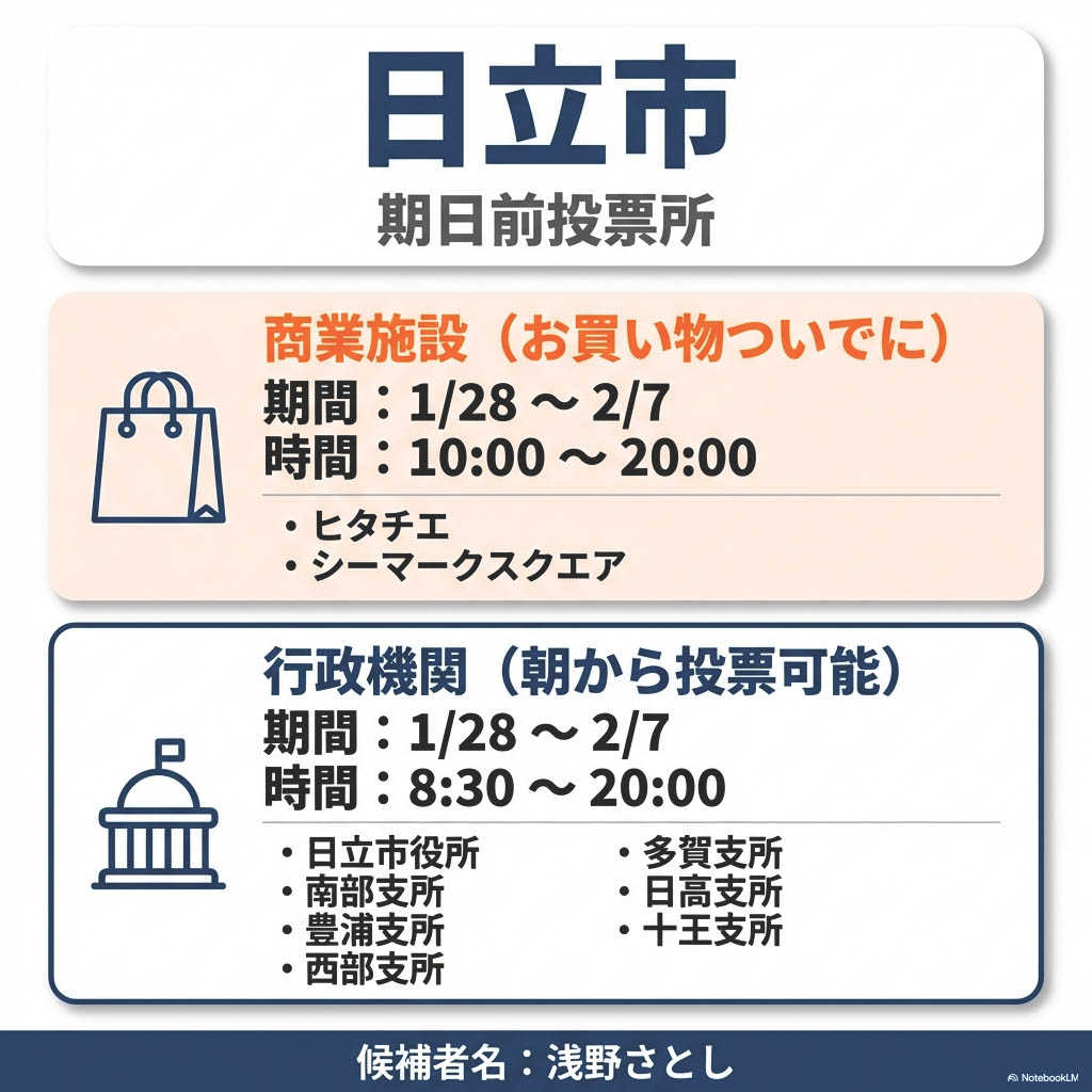 2026年 衆院選|茨城5区の期日前投票所まとめ(日立・北茨城・高萩・東海)