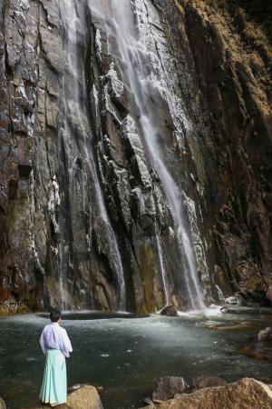 那智の滝、滝つぼ凍る 和歌山、寒波で岩肌白く雪化粧 | 全国のニュース | 福井新聞ONLINE