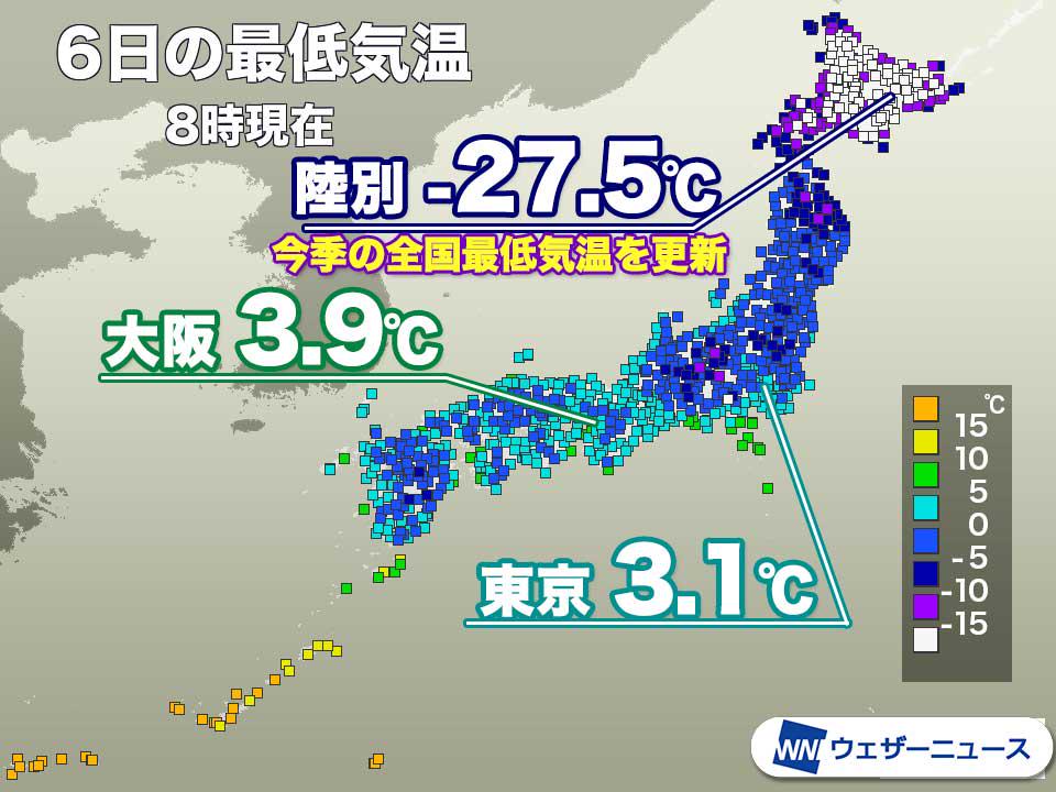 朝の冷え込み強まる 北海道陸別町で今季最低気温を観測