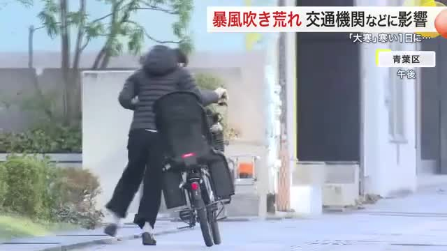 強風で看板落下 960戸停電 「大寒」の宮城県内は大荒れ 女川で31.1mの暴風 JRも一時乱れ