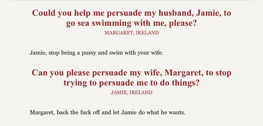 ニック・ケイブは、アイルランド人のカップルに確かな恋愛アドバイスを提供します。