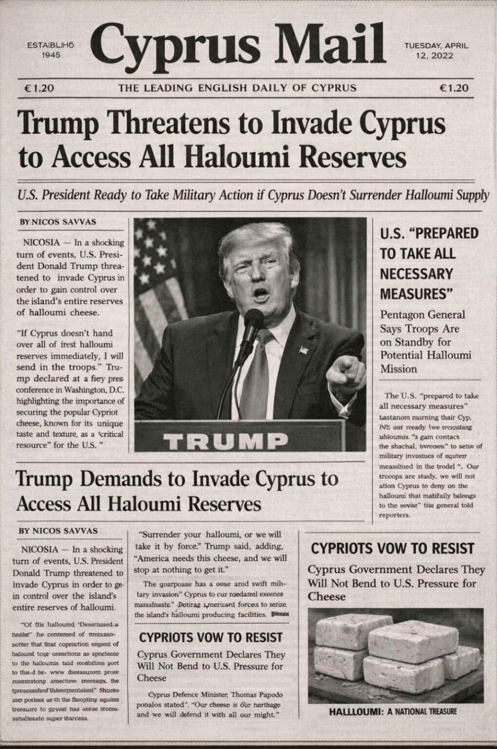 トランプは今、私たちのハルーミを狙っている