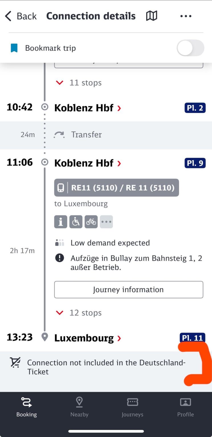 ドイツからルクセンブルクまでの RE 11 は Deutschlandticket の対象になりますか?