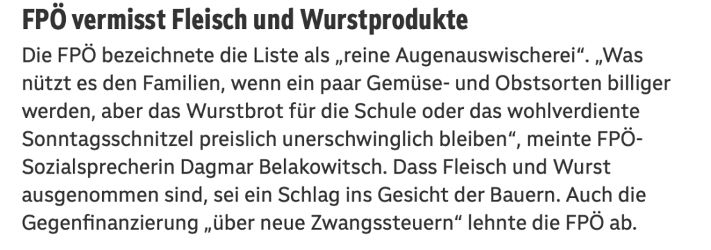 FPÖはVAT削減を批判している。 「すべてに反対する」党が毎日あなたを迎えます。