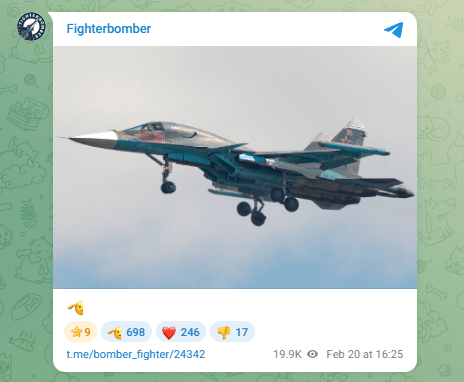 ロシアの電報チャンネル「戦闘爆撃機」がロシアのSu-34に別れを告げた。戦闘任務中に占領下のザポリージャ地域上空で破壊されました。