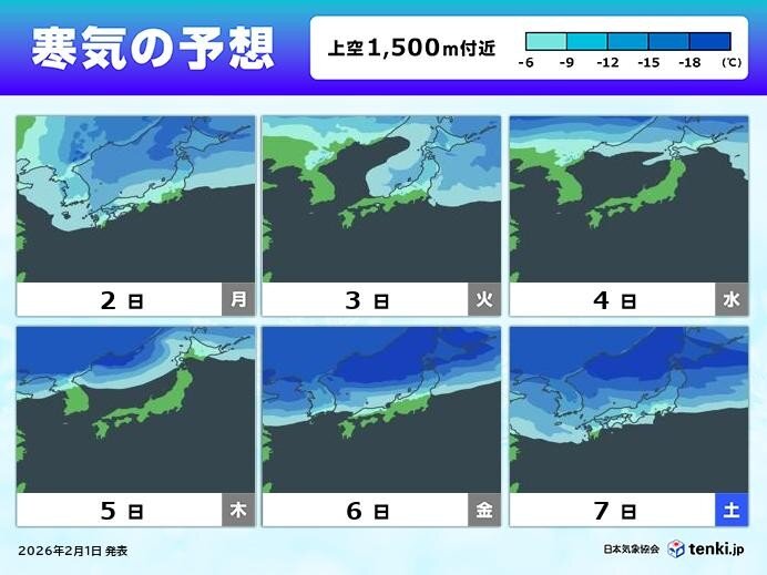 3日(火)後半～4日(水)は上空の寒気が弱まり、日本海側も雪も小康状態に