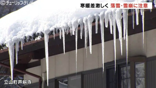 氷見で−10.8℃で最低気温記録を更新 放射冷却で県内すべて氷点下の寒い朝 一転日中は気温上昇 気温差15度以上のところも 屋根からの落雪に注意 富山