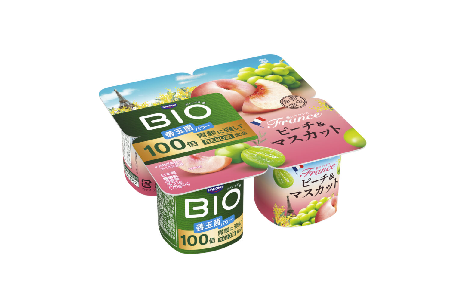 ダノン ビオ、フランステーマの「ピーチ＆マスカット」とフレーバー復活投票1位の「洋梨＆マスカット」 「世界旅行」シリーズ第5弾＆2024年秋限定フレーバー復刻 - グルメ Watch