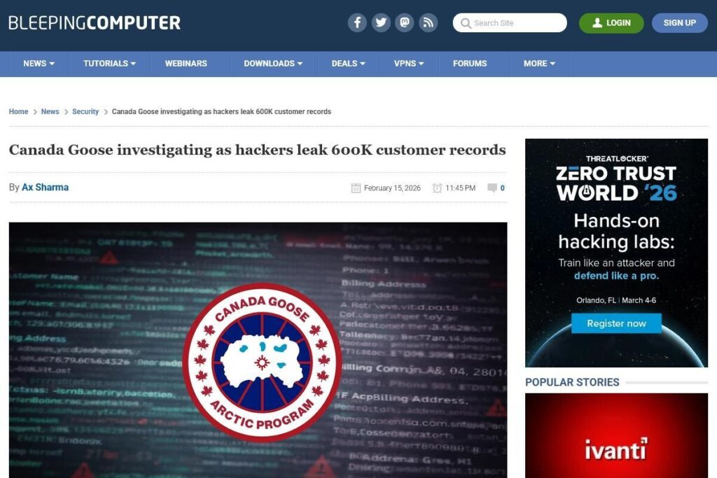 Canada Gooseから60万件の個人情報が流出か | TECH+（テックプラス）