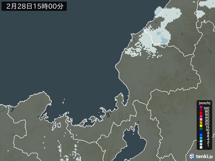 福井県の過去の雨雲レーダー(2026年02月28日) – 日本気象協会 tenki.jp 福井県の雨雲レーダー(2026年02月28日)