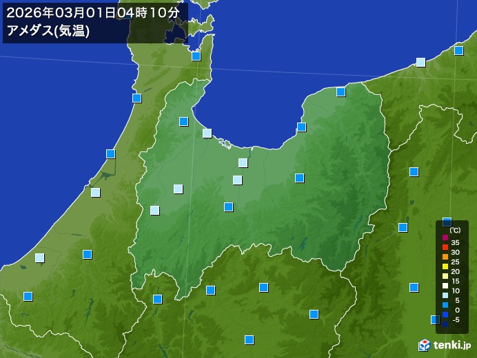 富山県の今日のアメダスの記録(03月01日) - 日本気象協会 tenki.jp
