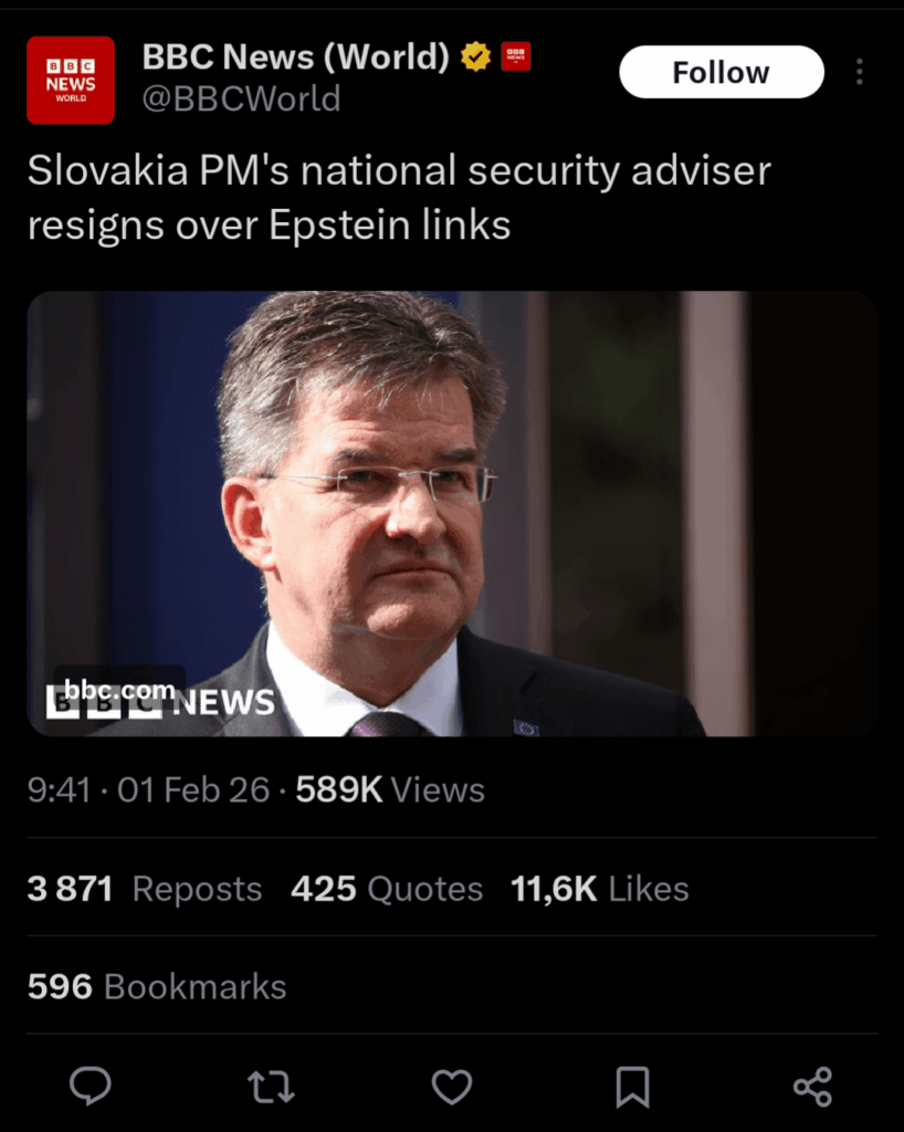 エプスタイン容疑者のスロバキア人痕跡？もう始まっています。