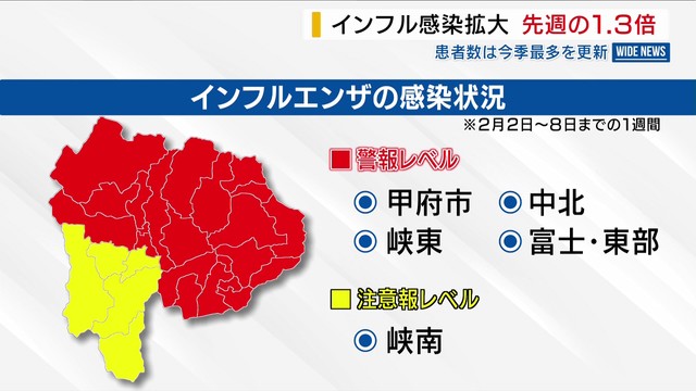 「小中学校の流行が親世代に」 インフル感染拡大 患者数は先週の1.3倍 今季最多を更新 山梨（YBS山梨放送）