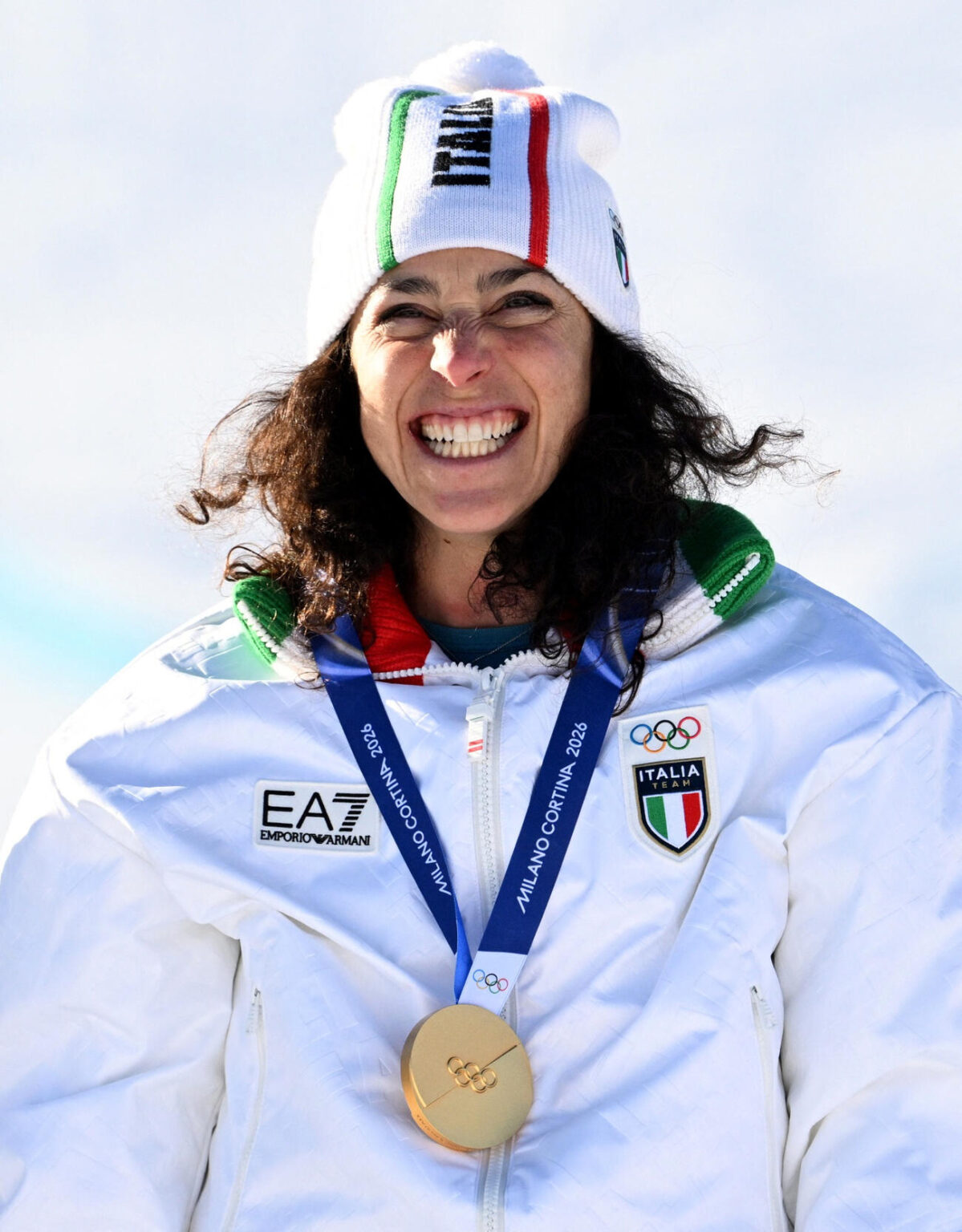 女子大回転で金メダルを獲得したイタリアのフェデリカ・ブリニョネ（ロイター）