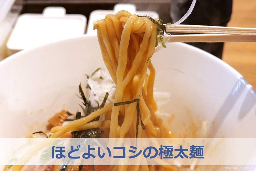 ほどよいコシの極太麺