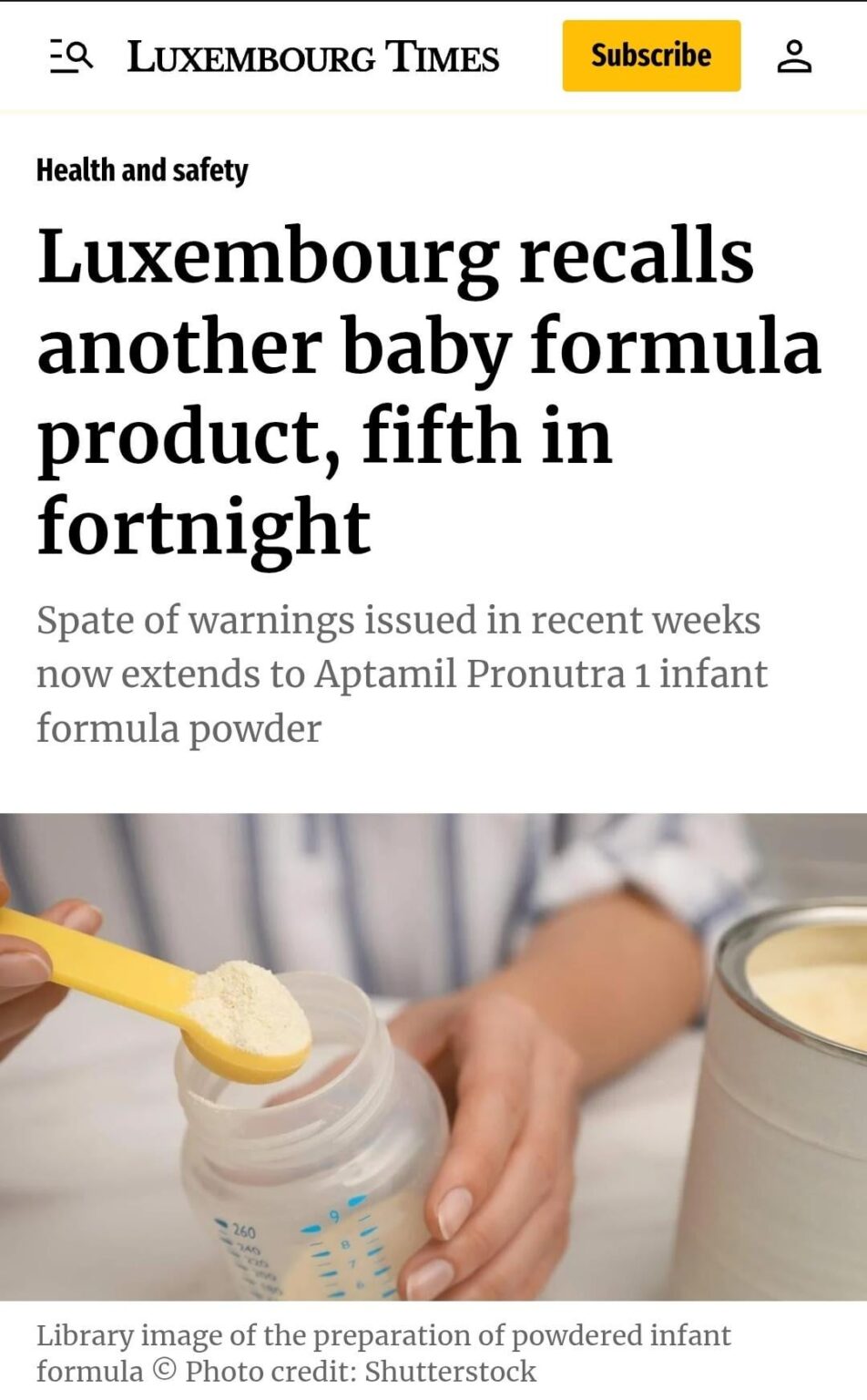 ルクセンブルクで粉ミルクのリコール、どれを買えばいいの? ルクセンブルクで粉ミルクのリコール、どれを買えばいいの?
