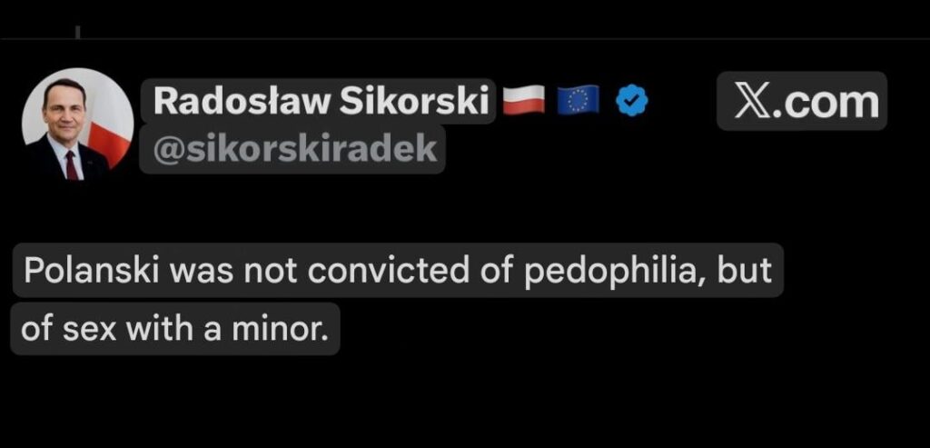 ラドスワフ・シコルスキ氏のツイートを削除。 Google翻訳機による翻訳。
