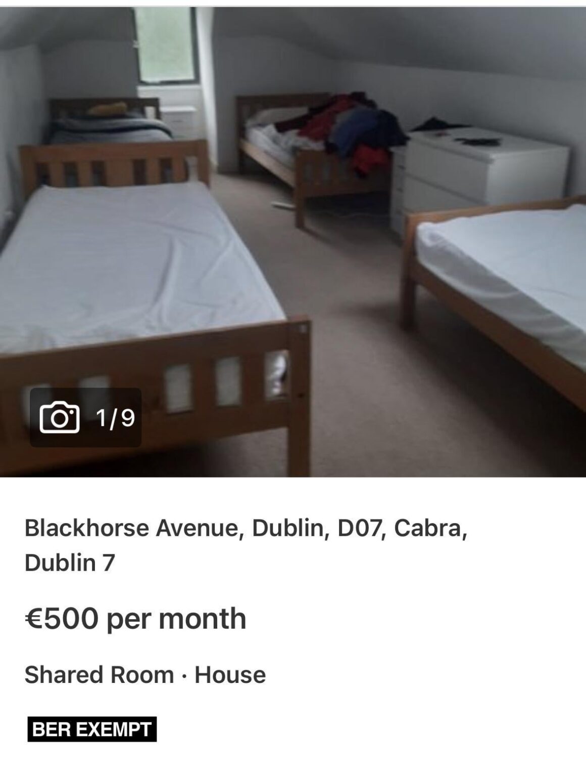 カブラで他の 3 人と相部屋で寝るには月額 500 ユーロ