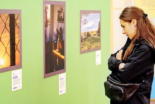 来場者が一つ一つの作品を丹念に鑑賞（同）