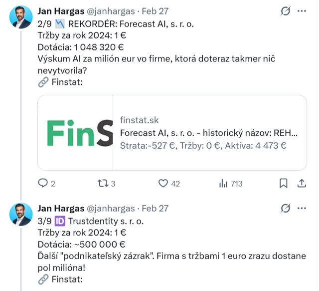 ミガジュ大臣（HLAS）は、「デジタル変革」のための復興計画から5,800万ユーロを配分した。結果？結果はいつもと同じでした - 売上高が 1 ユーロの会社、ウェブサイトのないメールボックス、そして疑わしい評価者。