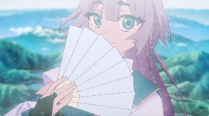 精霊が扇子を持っている絵