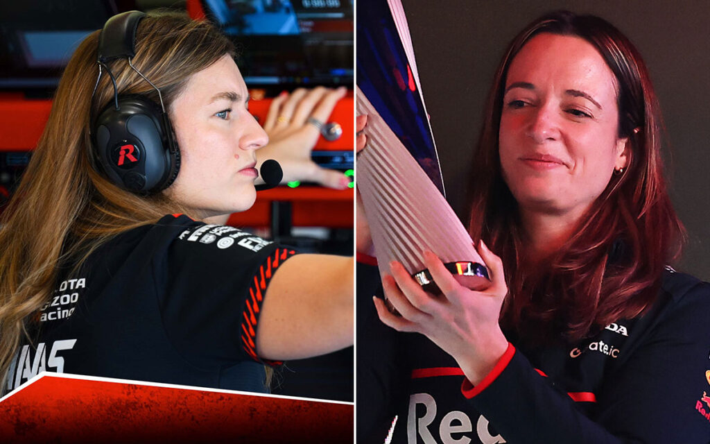 ハースでエステバン・オコンのF1レースエンジニアを務めるローラ・ミューラーと、レッドブルでレース戦略責任者を務めるハンナ・シュミッツ
