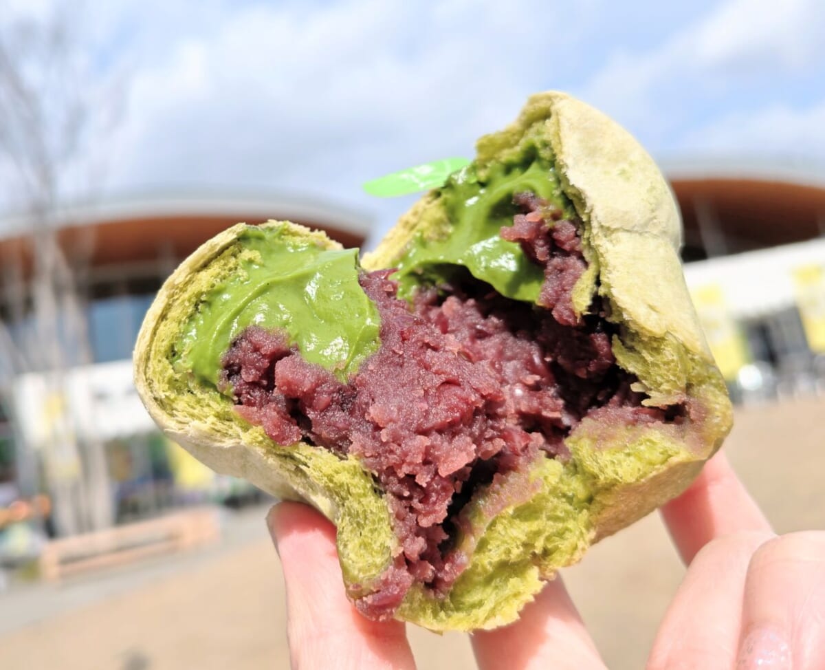 静岡県牧之原市・道の駅 そらっと牧之原「さとりベーカリー」お濃茶クリームあんぱん2