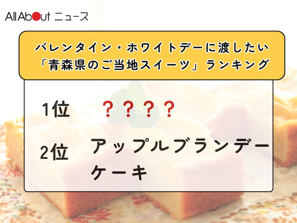 バレンタイン・ホワイトデーに渡したい「青森県のご当地スイーツ」ランキング！ 2位「アップルブランデーケーキ」、1位は？ - All About ニュース