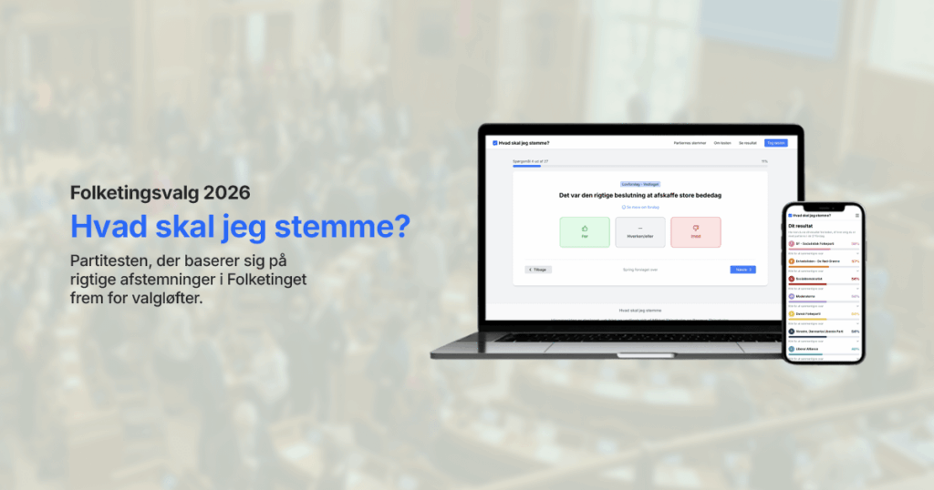 私は総選挙に向けて政党テストを作成しました。これは、選挙公約ではなく各政党がフォルケティングで投票した内容に基づいています。