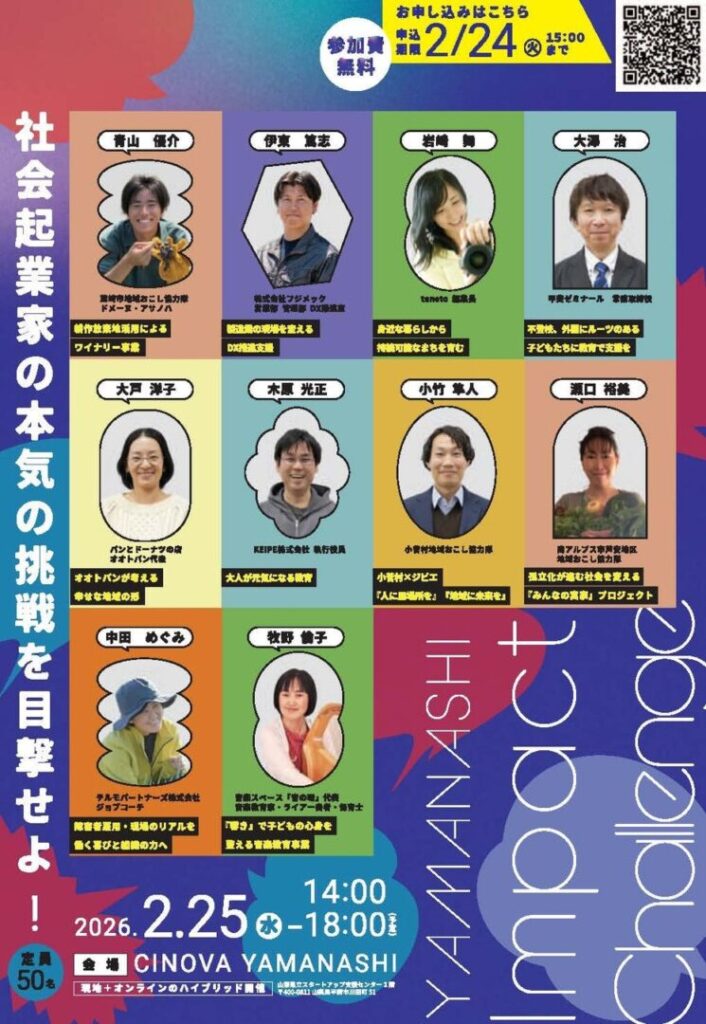 山梨県が誇る次世代の挑戦者たちによる「やまなしインパクトチャレンジ」ファイナルピッチ開催 – VOIX 山梨県が誇る次世代の挑戦者たちによる「やまなしインパクトチャレンジ」ファイナルピッチ開催 - VOIX