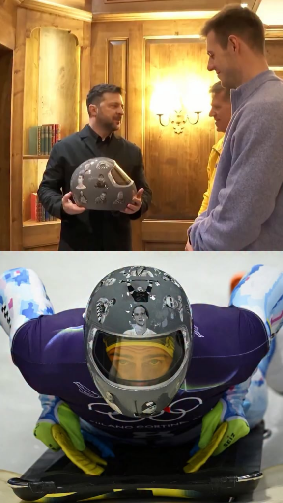 ウクライナのウォロディミル・ゼレンスキー大統領は、ロシア侵攻後に亡くなった選手を描いた「追悼のヘルメット」を理由にオリンピックのスケルトン競技から失格となったウクライナのスケルトンレーサー、ウラディスラフ・ヘラスケビッチに国の自由のメダルを授与した。