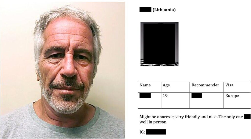 エプスタインのファイルには、リトアニアの少女たち、写真、米国への旅行が含まれていた