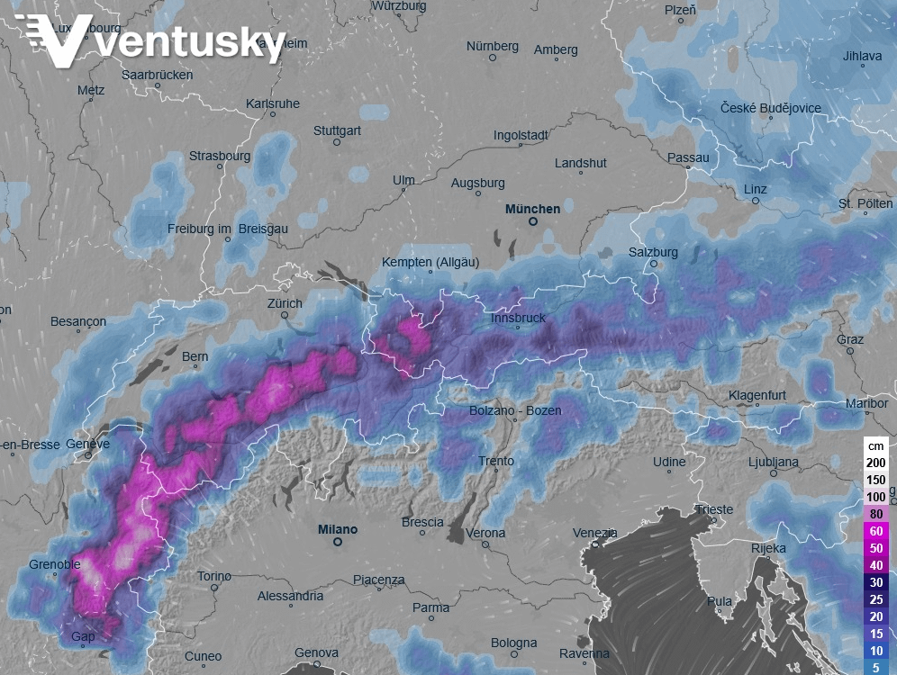 アルプスでは今後数日間大雪が予想されています🤗⛷️❄️