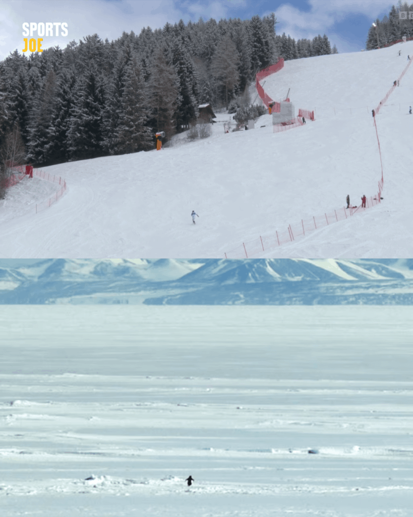 冬季オリンピックの回転でメダルを目指してゲートをまたいだ後、最高のニヒルなペンギンの印象を与えているアトル・リー・マクグラス 😅