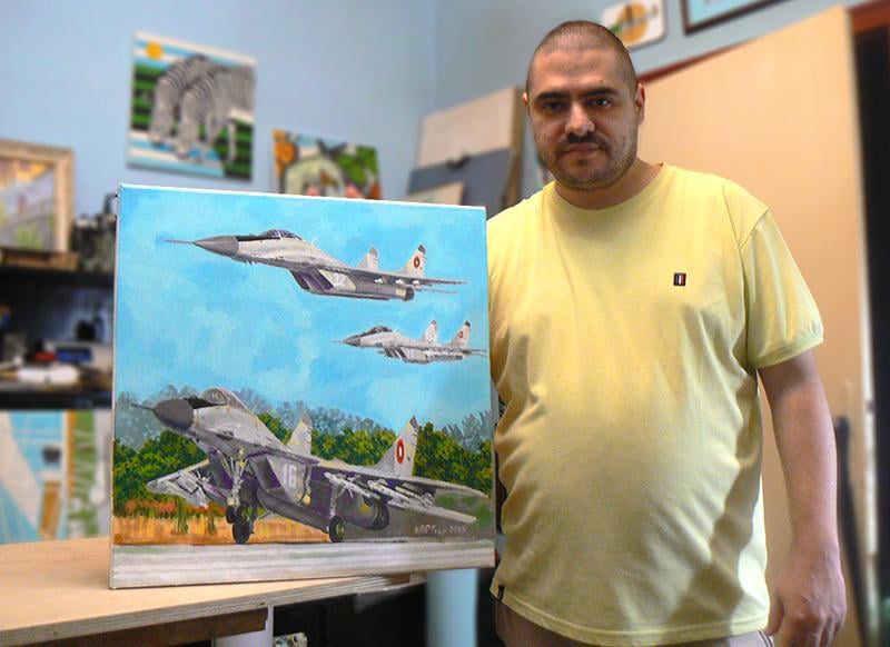 ブルガリアのMiG-29との写真。私は彼女をキャンバスに油彩で描きました。