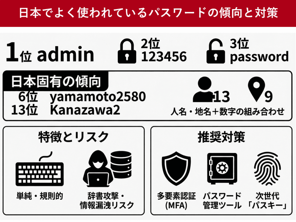 日本で最も使われているパスワード　上位に「yamamoto2580」