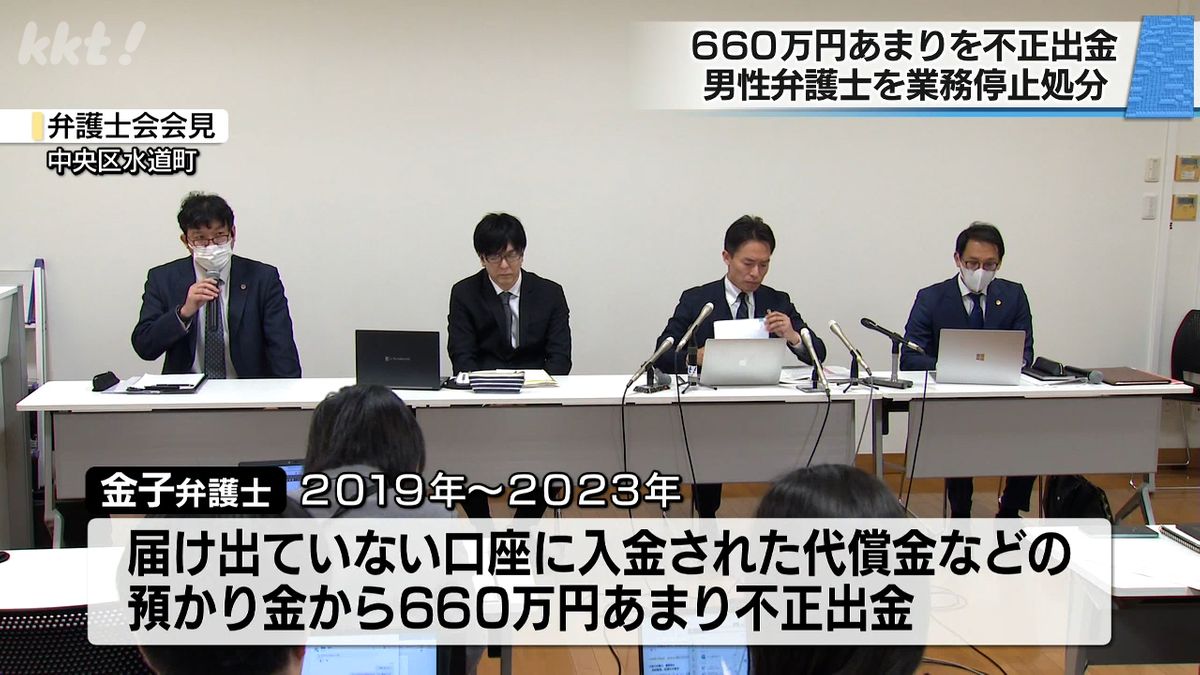 熊本県弁護士会所属の男性弁護士に業務停止5か月の懲戒　660万円余りを不正出金