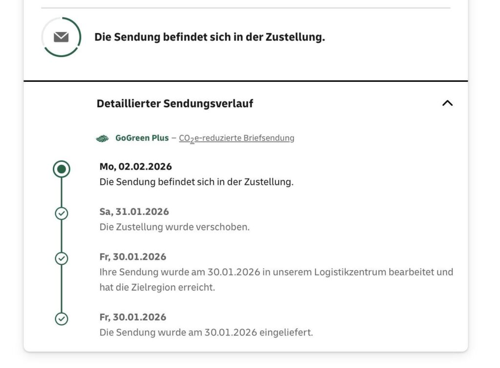 ドイツポストのステータスを理解する