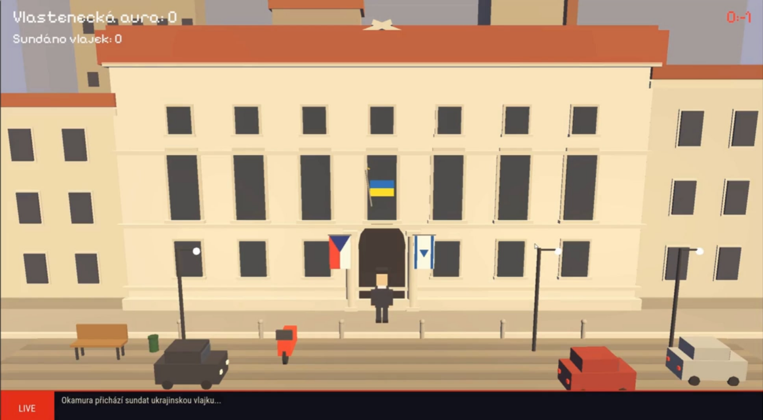 チェコの事件からミニゲームを作ろうと思いました。岡村から始めてウクライナの国旗を降ろす、素材は十分だ