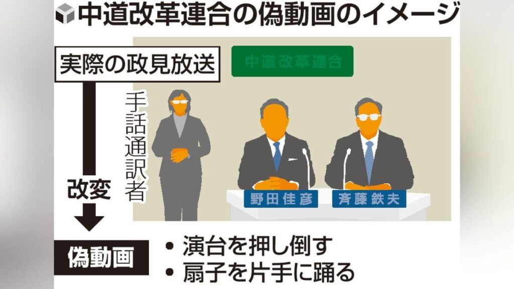 政見放送をＡＩで改ざん、中道の野田・斉藤両共同代表が踊り出すニセ動画が拡散…専門家「選挙ゆがみかねない」― 現行の公選法はＡＩによる偽・誤情報が氾濫するネット空間に対応できていない