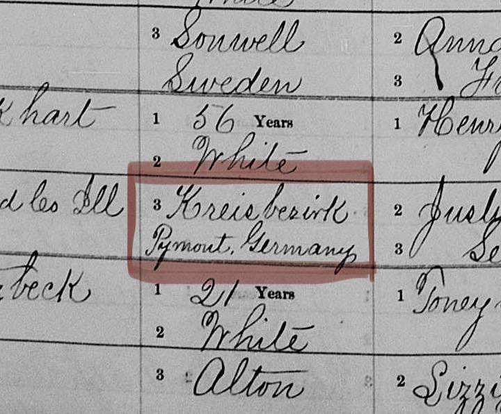 誰か正確な場所/この場所が今日何と呼ばれているか教えてくれませんか? 1800年代後半のアメリカの結婚記録より